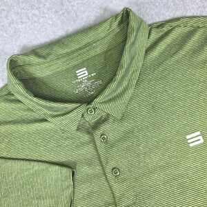 Three Sixty Six Golf Polo Shirt Men's Size 3XL Green‎ Stripe Short Sleeve Casual